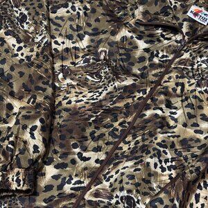 Kaktus Plus Women’s 1X Leopard Animal Print Metallic Bomber Jacket Full Zip VTG